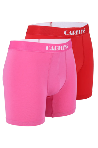 Careless Boksershorts Vegard Boksershorts long 2pk - Rød / Rosa