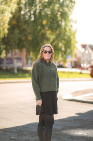 Careless Cardigan Kathrine Strikk Cardigan - Mørk grønn