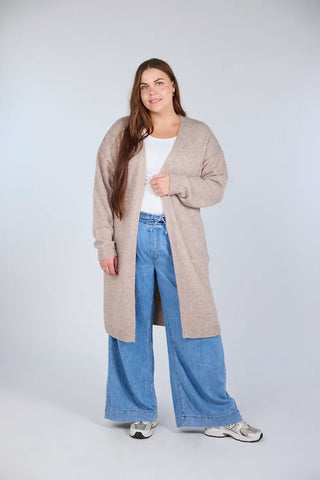 Careless Cardigan Kathrine Strikk Lang Cardigan - Beige