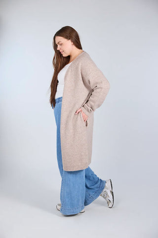 Careless Cardigan Kathrine Strikk Lang Cardigan - Beige