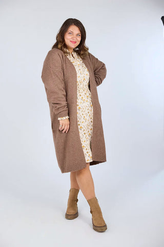 Careless Cardigan Kathrine Strikk Lang Cardigan - Brun