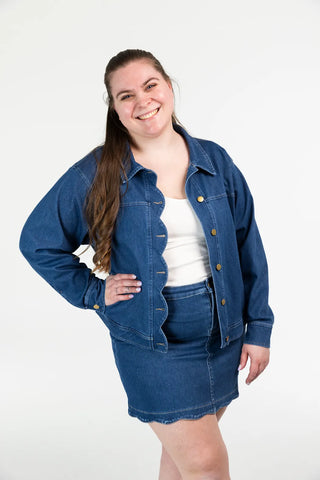 Careless Frida stretch denimjakke - Mørk denimblå