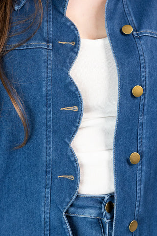 Careless Frida stretch denimjakke - Mørk denimblå