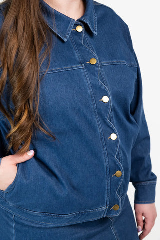 Careless Frida stretch denimjakke - Mørk denimblå