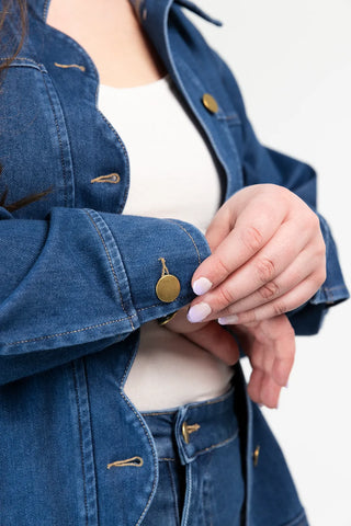 Careless Frida stretch denimjakke - Mørk denimblå