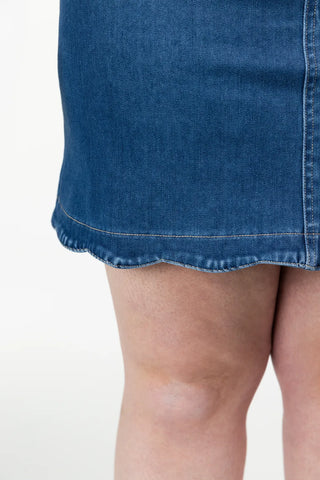 Careless Frida stretch denimskjørt - Mørk denimblå