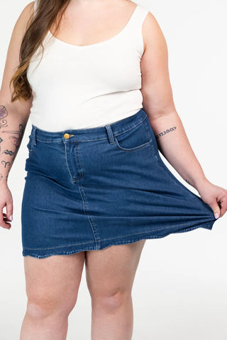 Careless Frida stretch denimskjørt - Mørk denimblå
