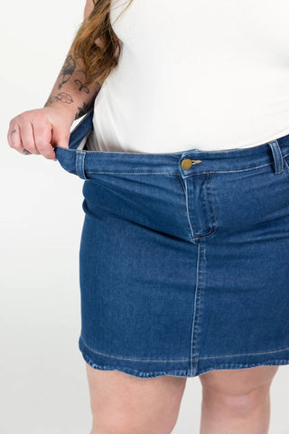 Careless Frida stretch denimskjørt - Mørk denimblå