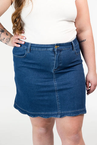 Careless Frida stretch denimskjørt - Mørk denimblå