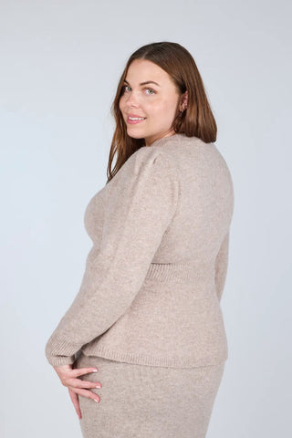 Careless Genser Kathrine Strikkegenser Peplum - Beige