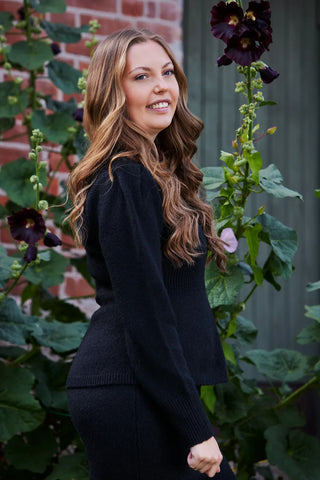 Careless Genser Kathrine Strikkegenser Peplum - Svart