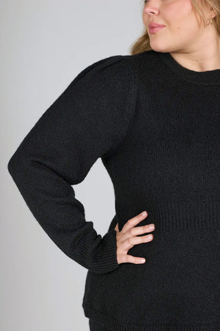 Careless Genser Kathrine Strikkegenser Peplum - Svart