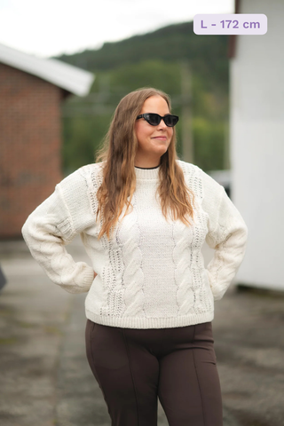 Careless Genser Maiken strikkegenser - Kremhvit