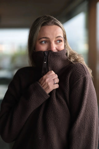 Careless Jakke Active pile fleece half-zip - Brun