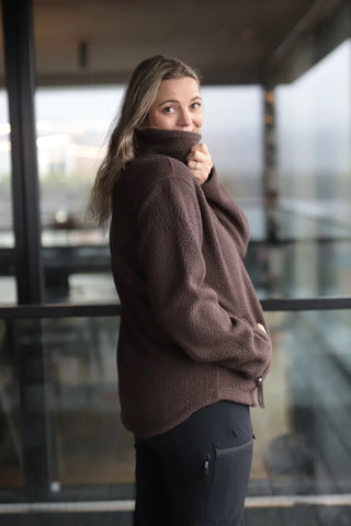 Careless Jakke Active pile fleece half-zip - Brun