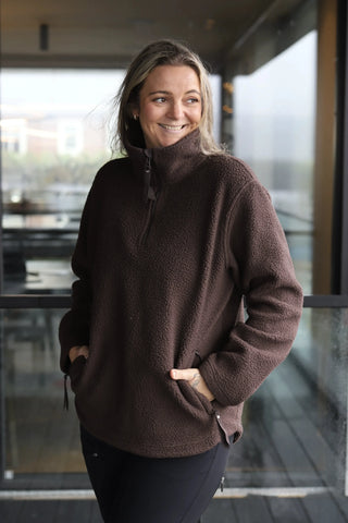 Careless Jakke Active pile fleece half-zip - Brun