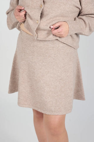 Careless Kathrine Strikk A-Line Skjørt - Beige