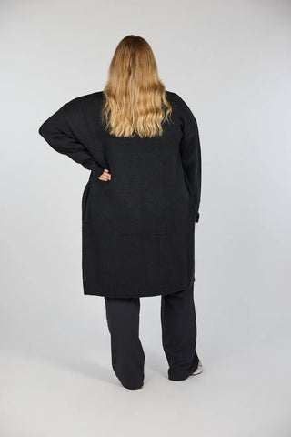 Careless Kathrine Strikk Lang Cardigan - Svart