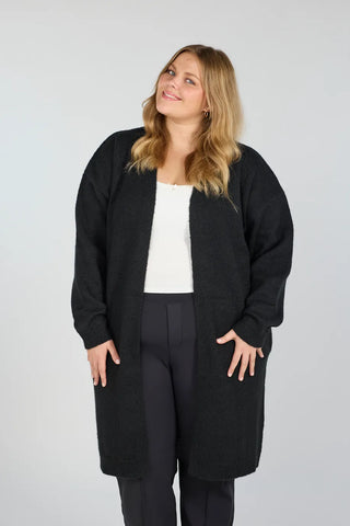 Careless Kathrine Strikk Lang Cardigan - Svart