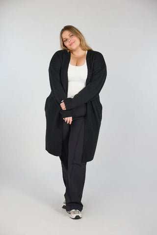 Careless Kathrine Strikk Lang Cardigan - Svart