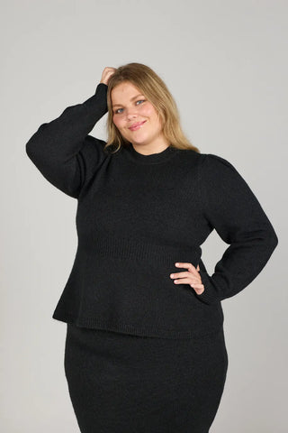Careless Kathrine Strikk Peplum - Svart