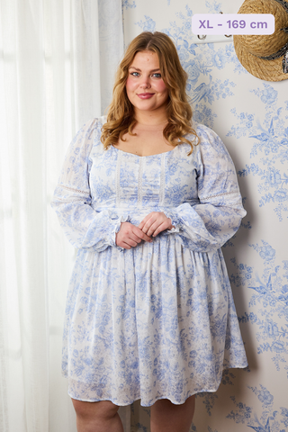 Careless Kjole Lina kjole - Blå / hvit