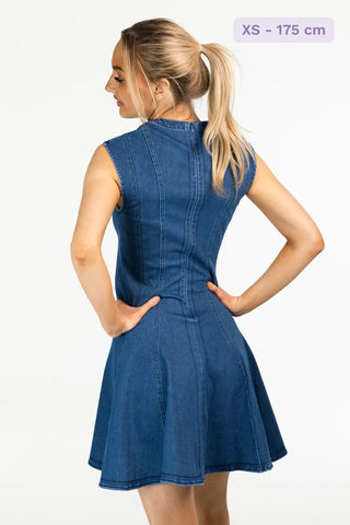 Careless Kjole Mia stretch denimkjole - Mørk denimblå