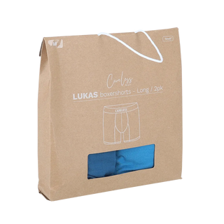 Careless Lukas Boksershorts long 2 pk - Blå mix