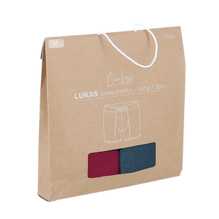 Careless Lukas Boksershorts long 2pk - Blågrønn / Burgunder