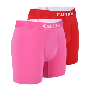 Careless Lukas Boksershorts long 2pk - Rød / Rosa