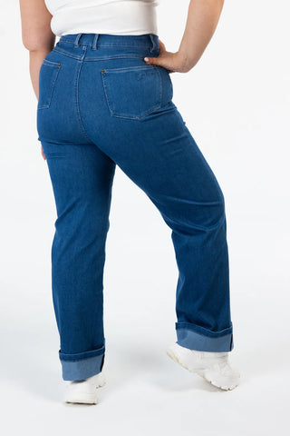 Careless Malin High Waist Mom Jeans regular - Mørk denimblå