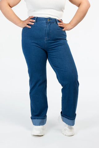Careless Malin High Waist Mom Jeans regular - Mørk denimblå