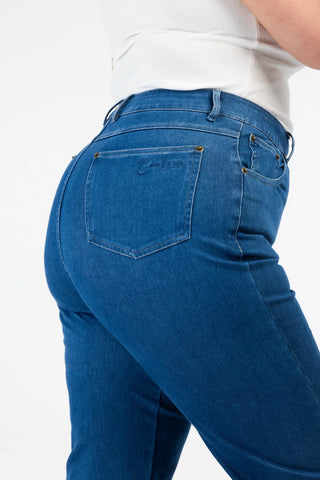 Careless Malin High Waist Mom Jeans regular - Mørk denimblå
