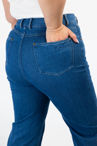 Careless Malin High Waist Mom Jeans regular - Mørk denimblå