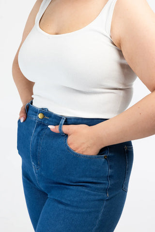 Careless Malin High Waist Mom Jeans regular - Mørk denimblå