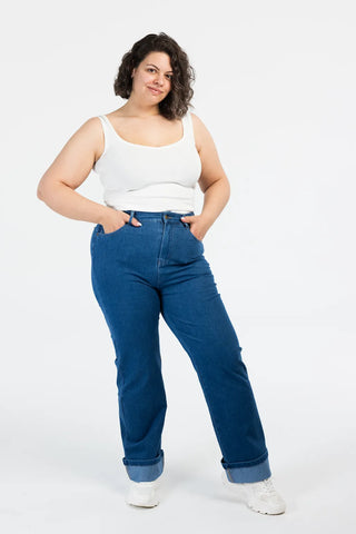 Careless Malin High Waist Mom Jeans regular - Mørk denimblå