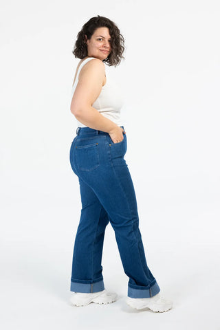 Careless Malin High Waist Mom Jeans regular - Mørk denimblå