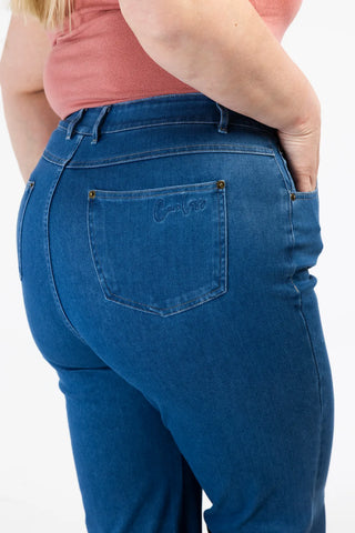 Careless Malin High Waist Mom Jeans tall - Mørk denimblå