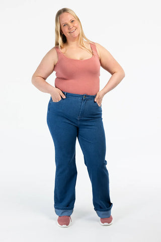 Careless Malin High Waist Mom Jeans tall - Mørk denimblå