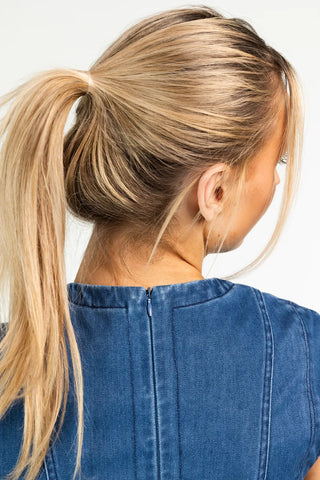 Careless Mia stretch denimkjole - Mørk denimblå