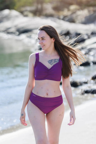Careless Mid waist bikinitruse - Mørkelilla