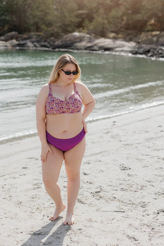 Careless Mid waist bikinitruse - Mørkelilla