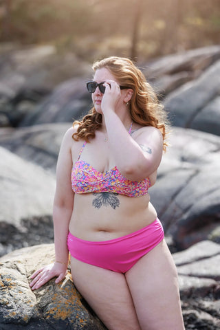 Careless Mid waist bikinitruse - Mørkerosa