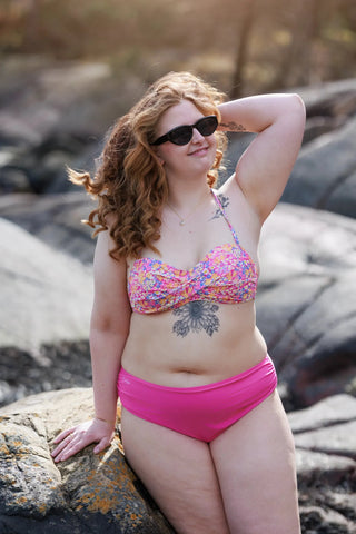Careless Mid waist bikinitruse - Mørkerosa