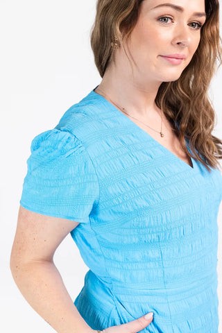 Careless Silja tekstur kjole - Blå