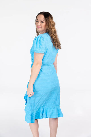 Careless Silja tekstur kjole - Blå