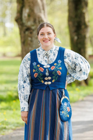 Careless Skjorte Festkjorte - Blue floral
