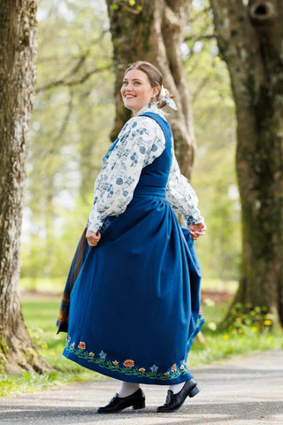 Careless Skjorte Festkjorte - Blue floral