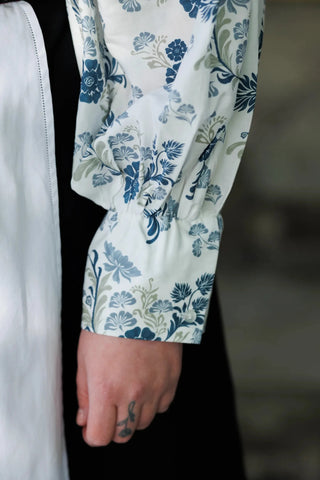 Careless Skjorte Festkjorte - Blue floral