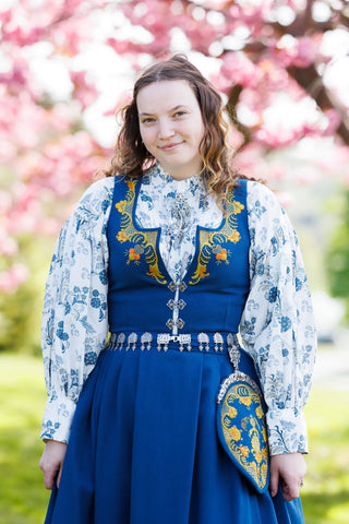 Careless Skjorte Festkjorte - Blue floral